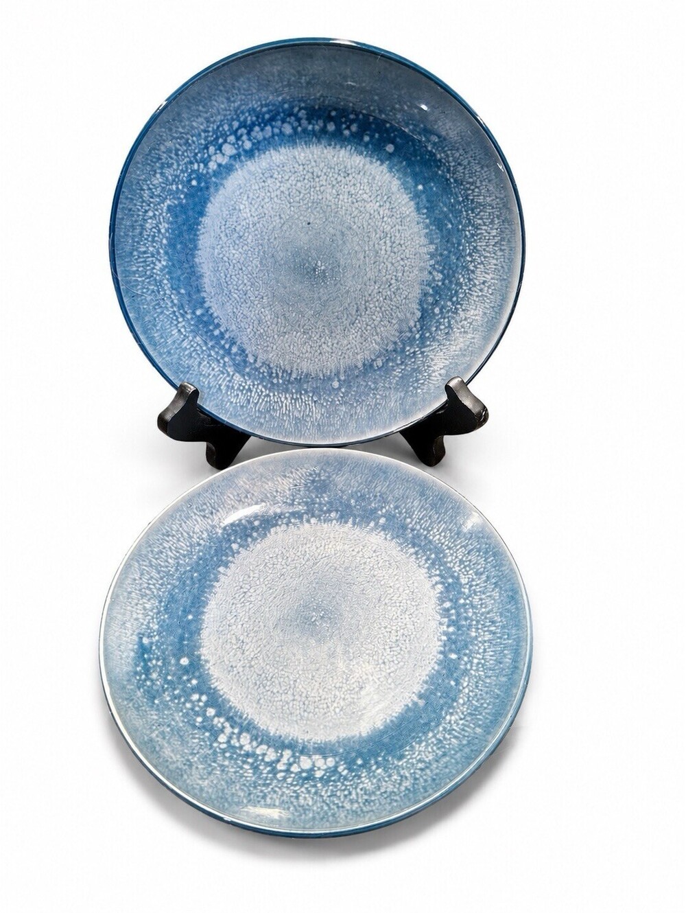 Royal Norfolk Blue Dapple Glaze 8" Salad Dessert Plates Set of 2 Microwave Safe
